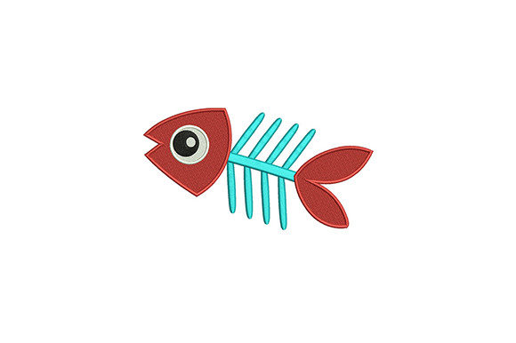 Red Cyan Fish Skull: A Bold Holiday Embroidery Pick