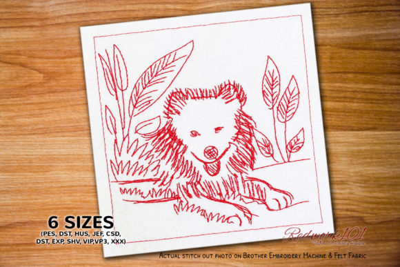 Samoyed Puppy in a Meadow: A Redwork Review