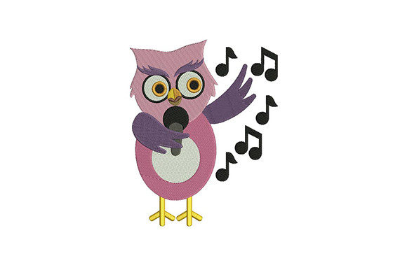 Singing Pink Owl: A Sweet Embroidery Design for Gifts