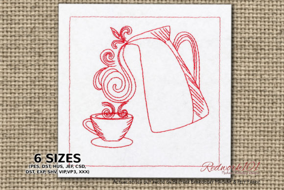 Tea Kettle with Pour: A Redwork Gem for Craft Fairs